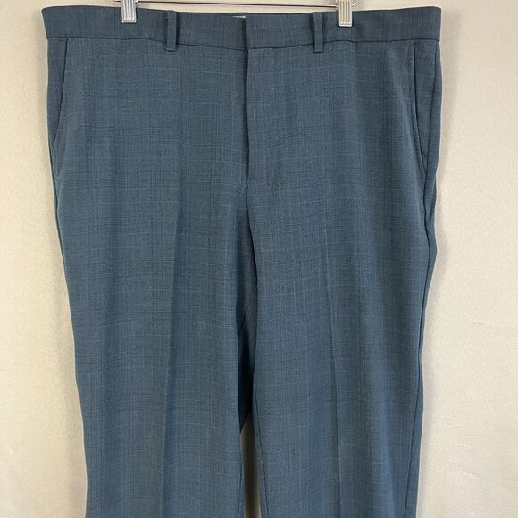 Dockers Dress Pants Mens 38 X 32 Blue Plaid Stretch Straight Leg Formal Business - Picture 2 of 5